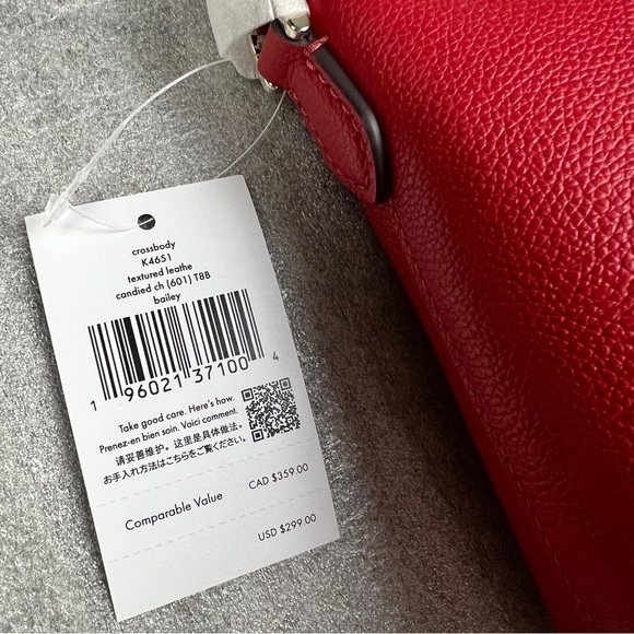 Kate Spade NWT Bailey Crossbody Bag, Candied Cherry (Red) - Textured Leather - Picture 4 of 12